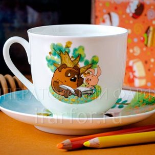 Чашка с блюдцем в подарочной коробке Винни-Пух. Дерево 1/2 Ландыш