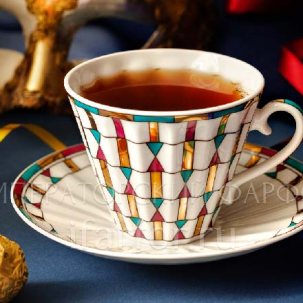 Чашка с блюдцем чайная Геометрия цвета 1/2 Лучистая