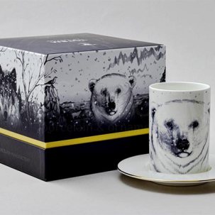 Бокал с блюдцем в подарочной коробке Тотем. Медведь 1/2