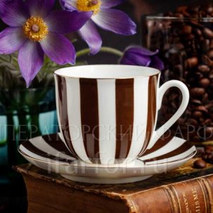 Чашка с блюдцем Да и нет (коричневый) 1/2 Ландыш