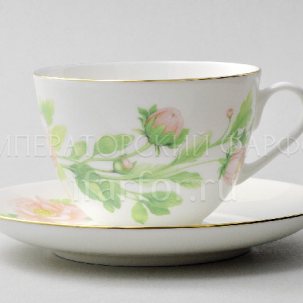 Чашка с блюдцем чайная Нежный пион (зеленый) 1/2 Весенняя-2