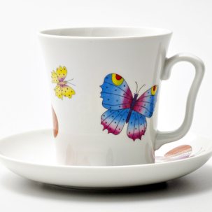 Бокал с блюдцем Шафрановые бабочки 1/2 Ленинградский