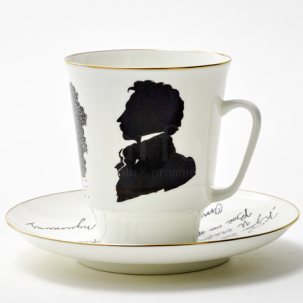 Чашка с блюдцем кофейная Русские писатели. Пушкин 1/2 Майская