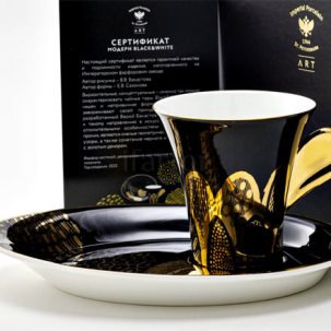 Чашка с блюдцем в подарочной коробке Black 1/2 Модерн