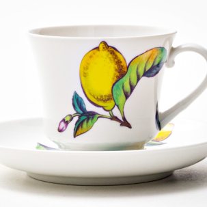 Чашка с блюдцем чайная Лимоны 1/2 Банкетная