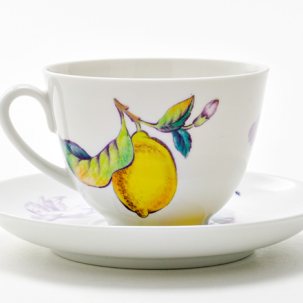 Чашка с блюдцем чайная Лимоны 1/2 Весенняя