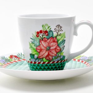 Бокал с блюдцем Зимняя история (зеленый) Весна