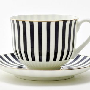 Чашка с блюдцем чайная Да и нет (черный) 1/2 Ландыш