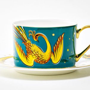 Чашка с блюдцем чайная Жар-птица зеленый 1/2 Идиллия