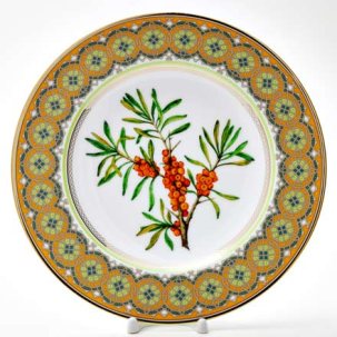 Декоративная тарелка в подарочной коробке Цветы и ягоды России. Облепиха сибирская