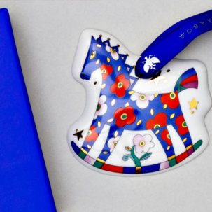 Елочная игрушка в подарочной коробке Лошадка Синяя