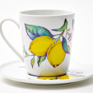 Чашка с блюдцем чайная Лимоны 1/2 Колокол