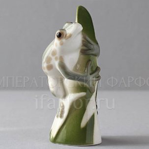 Скульптура Лягушка на листике Серая