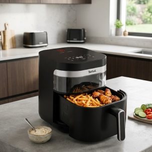 Аэрогриль Tefal Easy Fry Infrared EY8328E0, 2020 Вт, 7 л, инфракрасная технология, двойной нагрев, 7 программ, смотровое окно с LED подсветкой