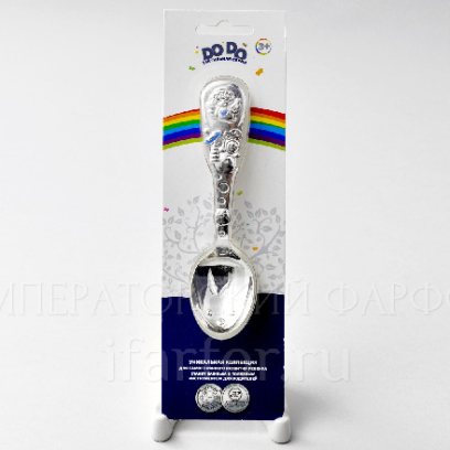 Ложка детская Ангел с голубой эмалью Тактильная