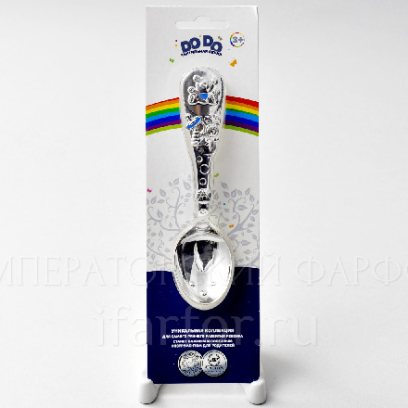 Ложка детская Мишка с голубой эмалью Тактильная