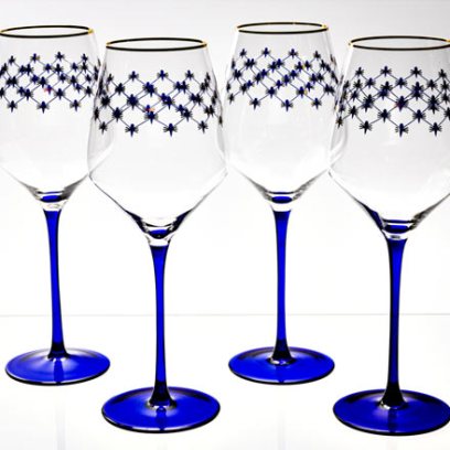 Набор бокалов для вина Кобальтовая сетка 4/4 Европейская