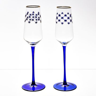 Набор бокалов для шампанского Кобальтовая сетка 2/2 Европейская