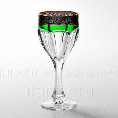 Бокал для вина 190мл Сафари Ассорти с золотой каймой (зеленый)