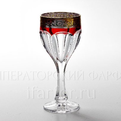 Бокал для вина 190мл Сафари Ассорти с золотой каймой (бордовый)