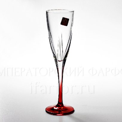 Фужер для шампанского Красный Cristalleria Fusion
