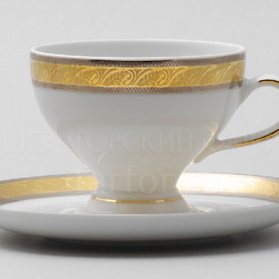 Чашка с блюдцем чайная «Платиновая золотая лента» 1/2