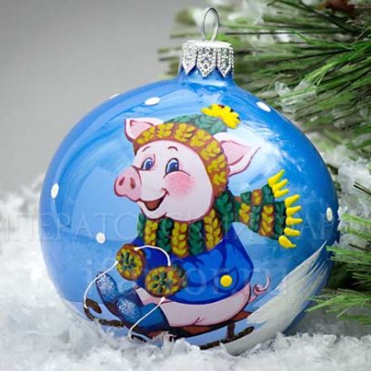 Елочная игрушка Ариэль Шар 80мм На санках