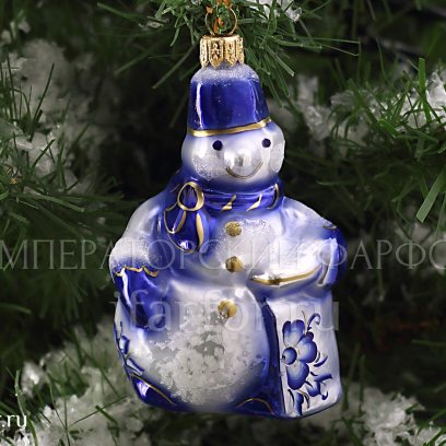 Елочная игрушка Ариэль Снеговик Соло кобальт