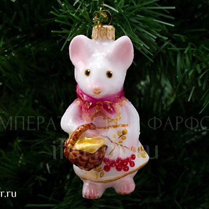 Елочная игрушка Ариэль Мышь в фартуке  Зимняя ягода