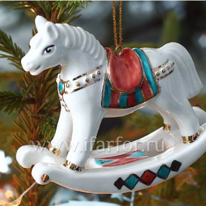 Елочная игрушка Лошадка-качалка Рождественская
