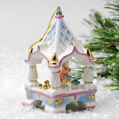 Елочная игрушка Белка в тереме Белка в голубом тереме