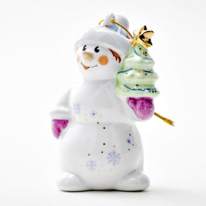 Елочная игрушка «Снеговик с елкой»