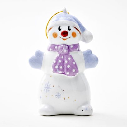 Елочная игрушка «Снеговик с шарфиком»