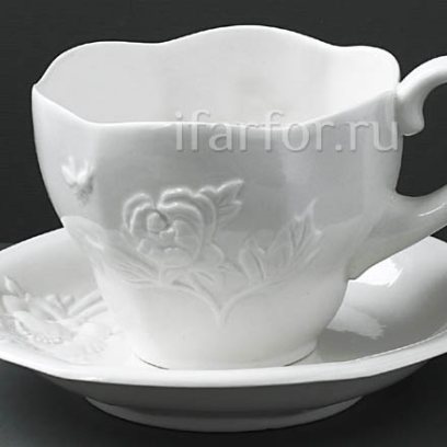 Чашка с блюдцем чайный «Цветочный рельеф» 1/2