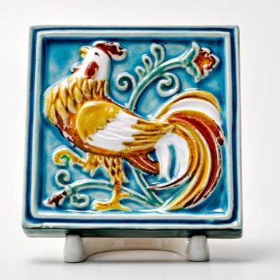 Изразец малый Петух 3 бирюзовый