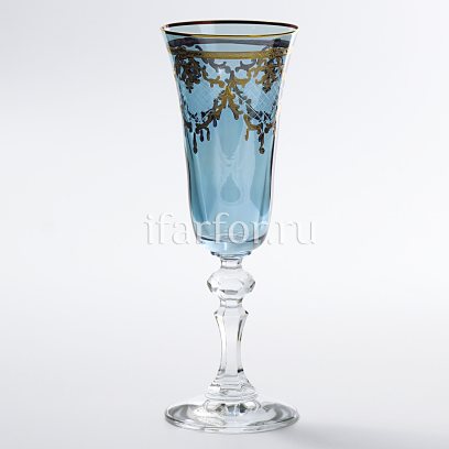 Набор бокалов для шампанского «Акварель голубая» 6/6