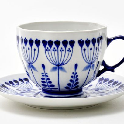 Чашка с блюдцем чайная «Гжель тысячелистник 1»