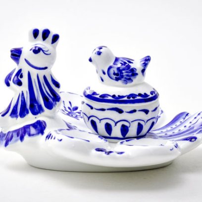 Блюдо для яиц Гжель Курочка