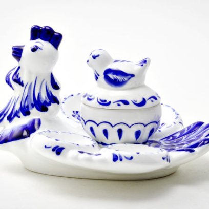 Блюдо для яиц Гжель Курочка 1