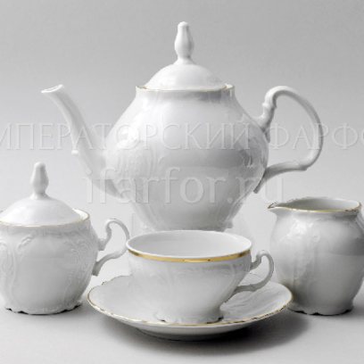 Сервиз чайный «Бернадотт Белый узор» 6/17