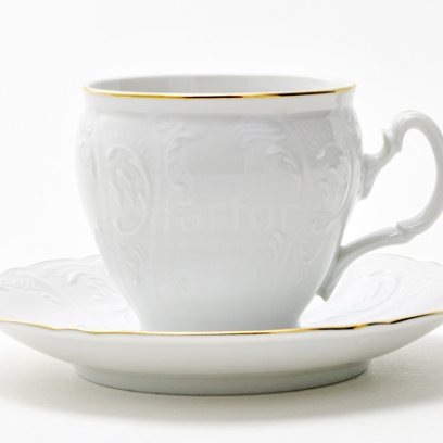 Чашка с блюдцем чайная «Бернадотт Белый узор» 1/2