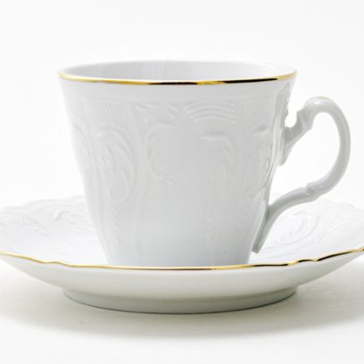 Чашка с блюдцем чайная «Бернадотт Белый узор» 1/2