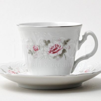 Чашка с блюдцем чайная «Бернадотт Серая роза платина» 1/2