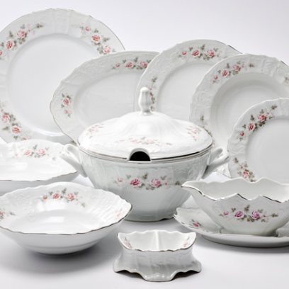 Сервиз столовый «Бернадотт Серая роза платина» 6/27