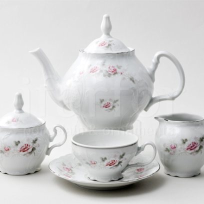 Сервиз чайный «Бернадотт Серая роза платина» 6/17