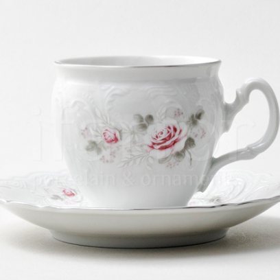 Чашка с блюдцем чайная «Бернадотт Серая роза платина» 1/2