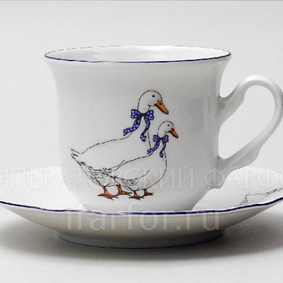 Чашка с блюдцем чайная «Гуси»