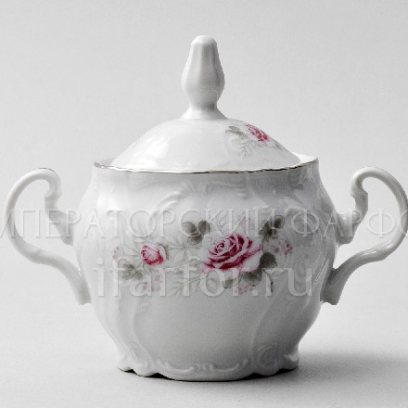 Сахарница «Бернадотт Серая роза платина»