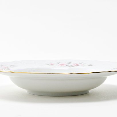 Тарелка глубокая «Бернадотт Серая роза золото»