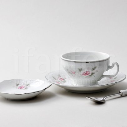 Набор чайный 4 предмета «Бернадотт Серая роза платина» 1/4